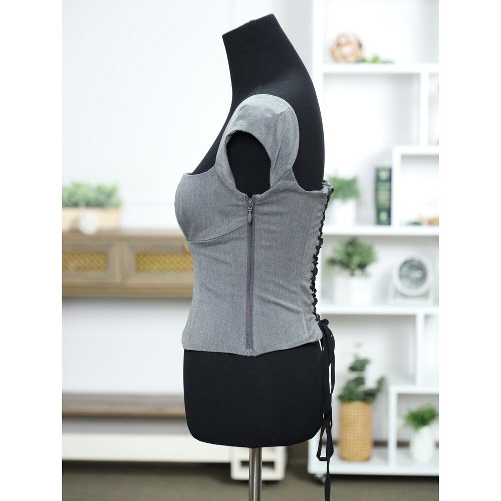 House of CB London Rowena Gray Corset Top Lace-Up Back Bustier Night Out Size M - Picture 6 of 14
